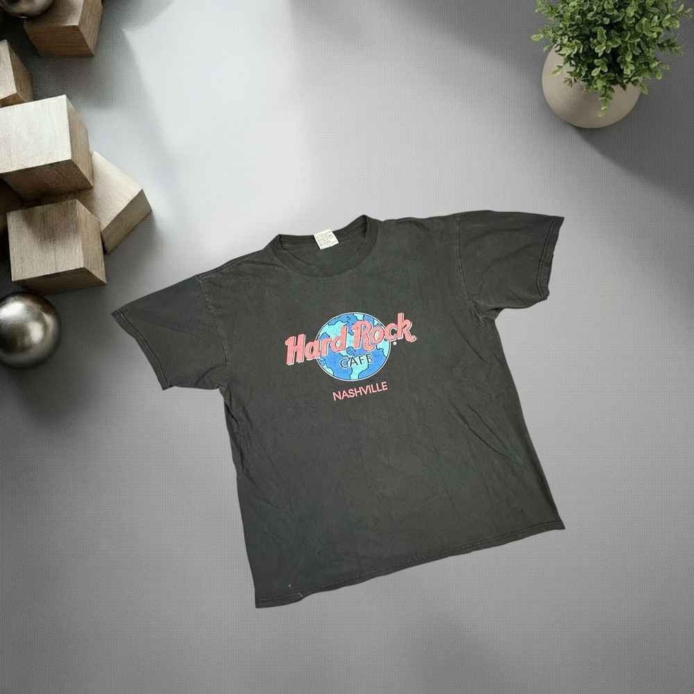Vintage 90s Hard Rock Cafe Nashville T-Shirt Black Large Made in USA Boxy Fit
